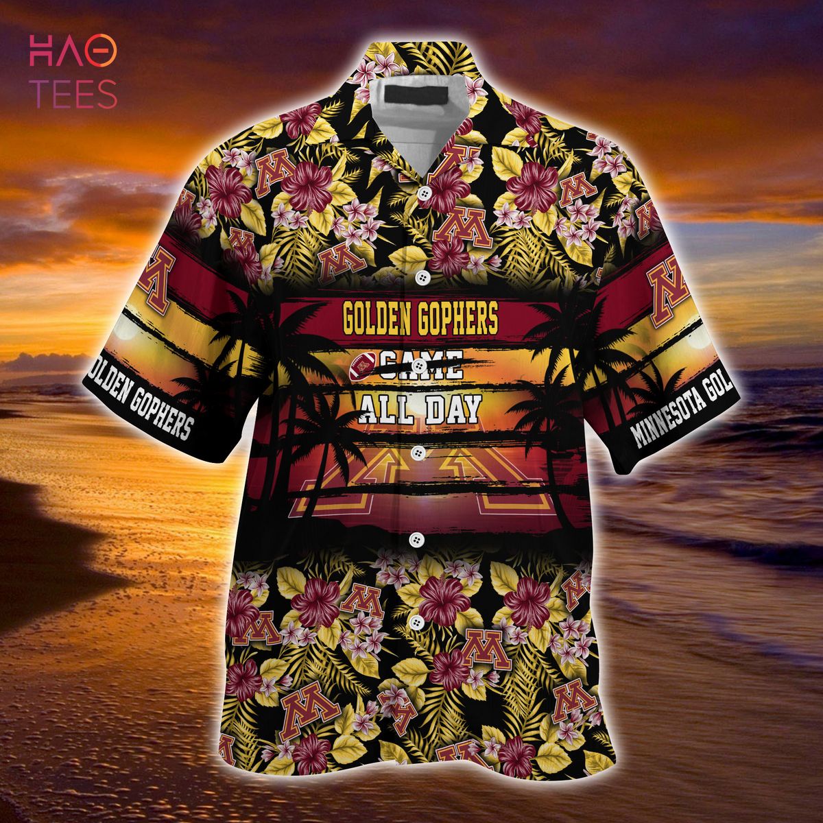 Floral Patterned Minnesota Golden Gophers Summer Hawaiian Shirt for NCAA Sports Fans