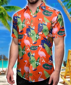 Florida Gators Hawaiian Shirt with Flamingo and Tropical Leaf Design - On-Trend Gift 