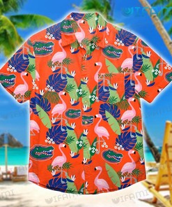 Florida Gators Hawaiian Shirt with Flamingo and Tropical Leaf Design - On-Trend Gift