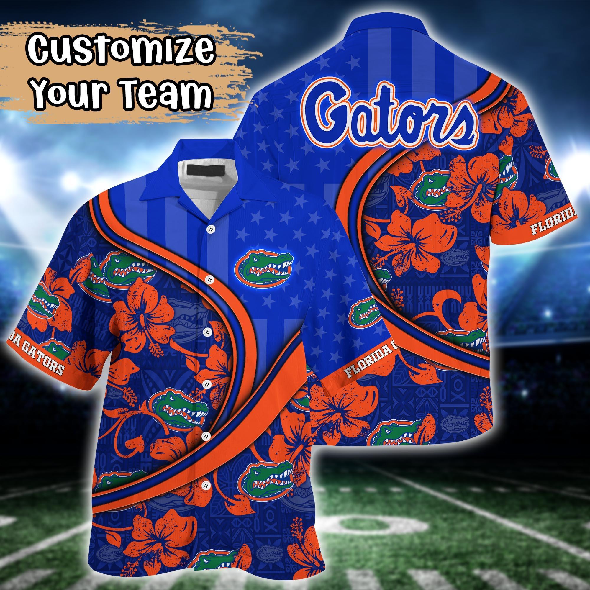 Florida Gators NCAA US Flag Flower Hawaii Shirt For Fans