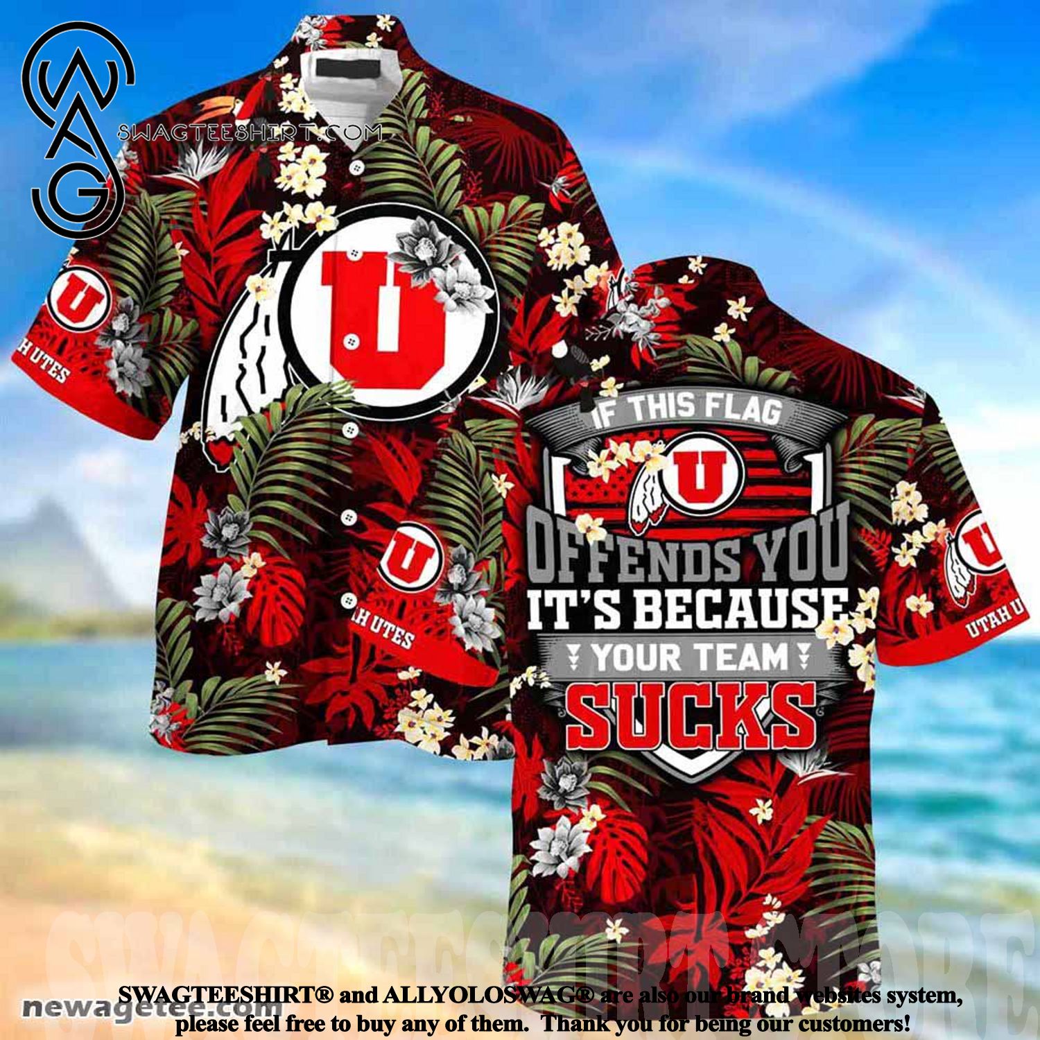 For the Bold: Utah Utes This Flag Offends You Summer Beach Hawaiian Shirt