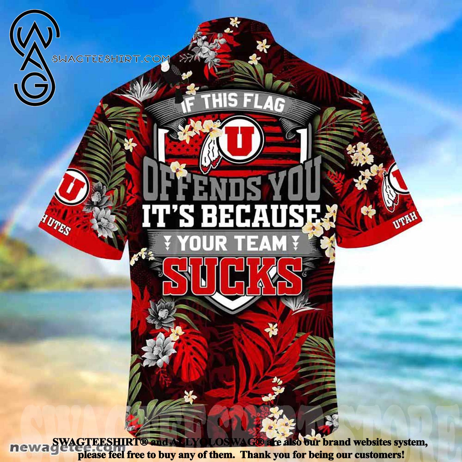 For the Bold: Utah Utes This Flag Offends You Summer Beach Hawaiian Shirt