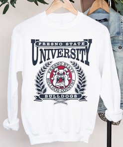 Fresno State College Vintage Bulldogs Football Basketball Shirt - Retro Style