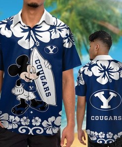 Fun Mickey Mouse BYU Cougars Hawaiian Shirt with Short Sleeves 