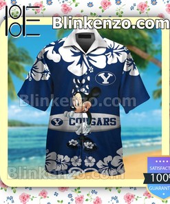 Fun Minnie Mouse BYU Cougars Hawaiian Shirt and Swim Trunk Set 