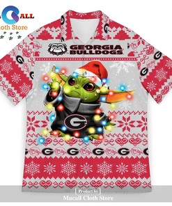 Georgia Bulldogs Baby Yoda Star Wars Christmas Sweater Hawaiian Shirt - Unique Gift for Fans