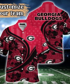 Georgia Bulldogs NCAA US Flag Flower Hawaii Shirt For Fans