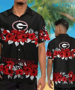 Georgia Bulldogs Red Hibiscus GA Football Hawaiian Shirt Gift