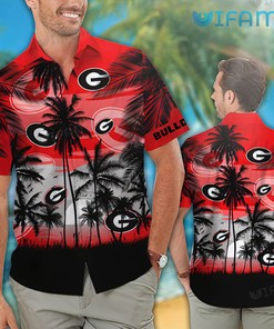 Georgia Bulldogs Sunset Coconut Tree GA Football Hawaiian Shirt Gift