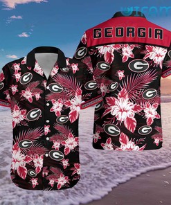 Georgia Bulldogs Tropical Floral GA Football Hawaiian Shirt Gift