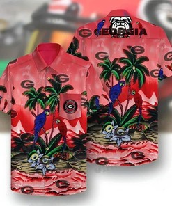 Georgia Bulldogs UGA Hawaiian Shirt - Parrots Beach Lovers Gift
