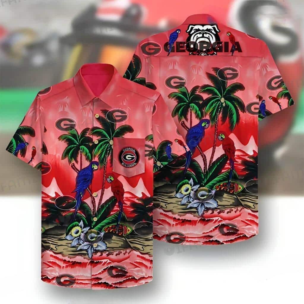 Georgia Bulldogs UGA Hawaiian Shirt - Parrots Beach Lovers Gift