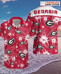 Georgia Bulldogs UGA Hawaiian Shirt - Tropical Flower Style
