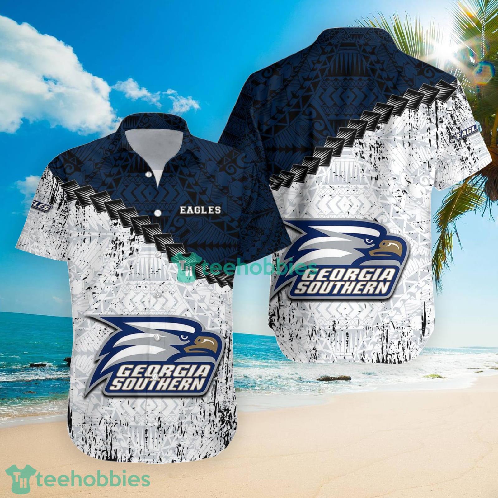Georgia Southern Eagles Polynesian Tattoo Grunge Hawaiian Shirt