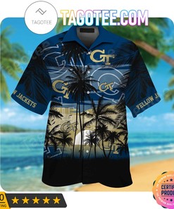 Georgia Tech Yellow Jackets Aloha Hawaii Shirt and Beach Short Set - Perfect for Summer Fun 
