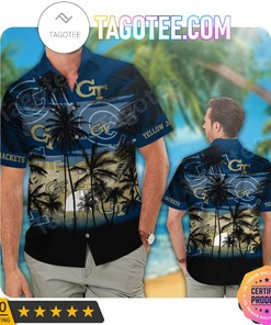 Georgia Tech Yellow Jackets Aloha Hawaii Shirt and Beach Short Set - Perfect for Summer Fun