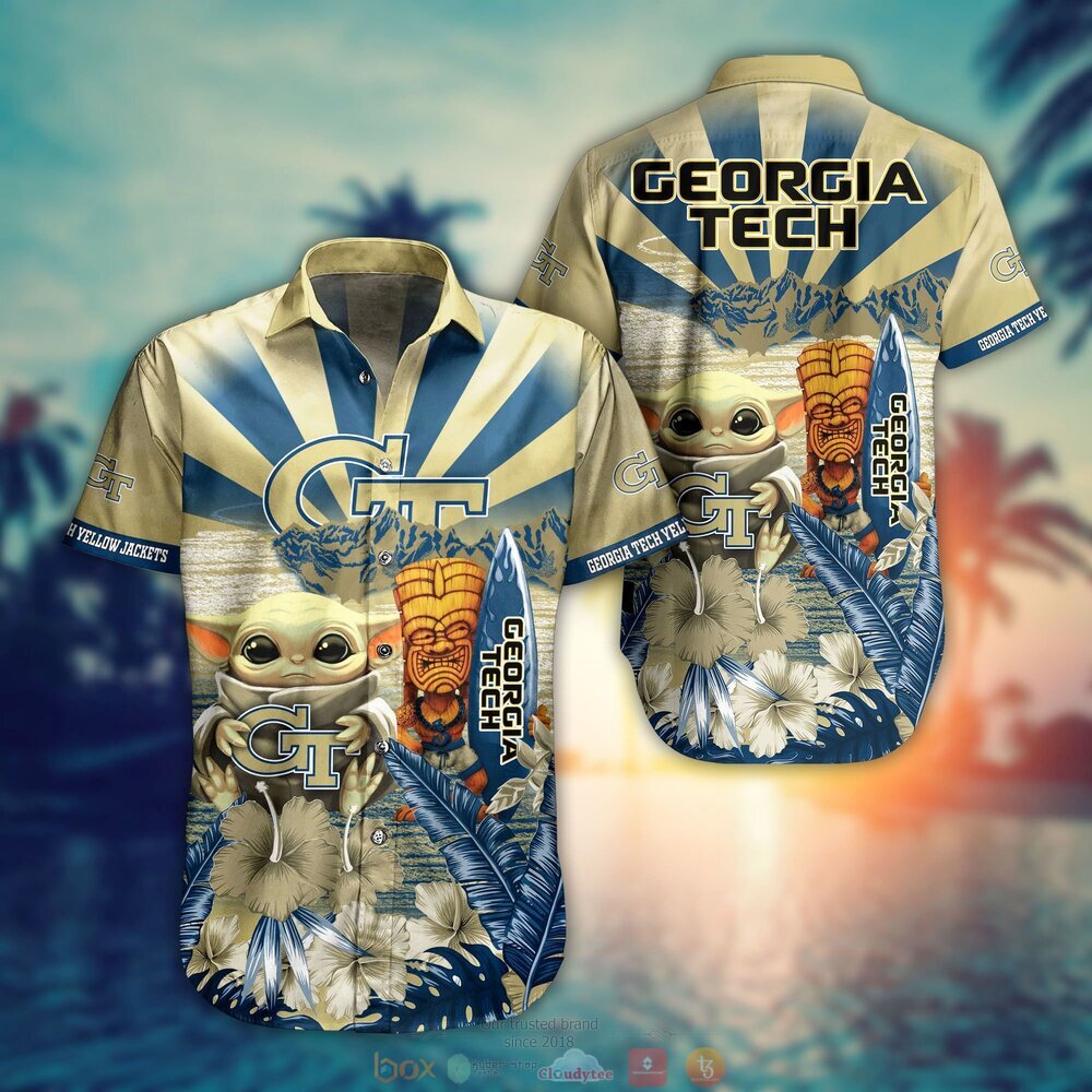 Georgia Tech Yellow Jackets Baby Yoda Hawaiian Shirt