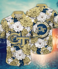 Georgia Tech Yellow Jackets NCAA Flower Hawaii Shirt For Fans Ver 12