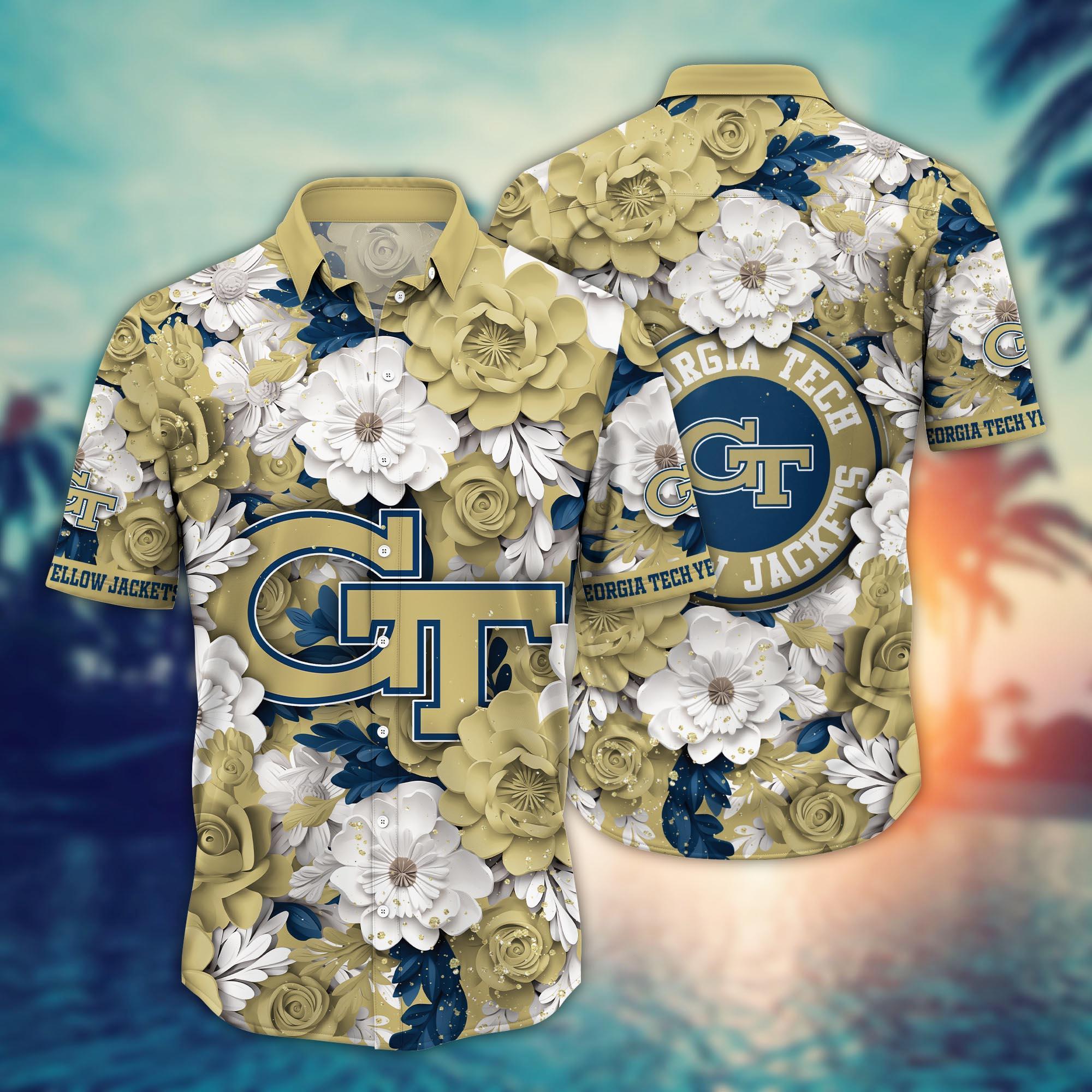 Georgia Tech Yellow Jackets NCAA Flower Hawaii Shirt For Fans Ver 12