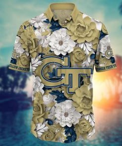 Georgia Tech Yellow Jackets NCAA Flower Hawaii Shirt For Fans Ver 12