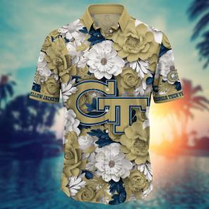 Georgia Tech Yellow Jackets NCAA Flower Hawaii Shirt For Fans Ver 12