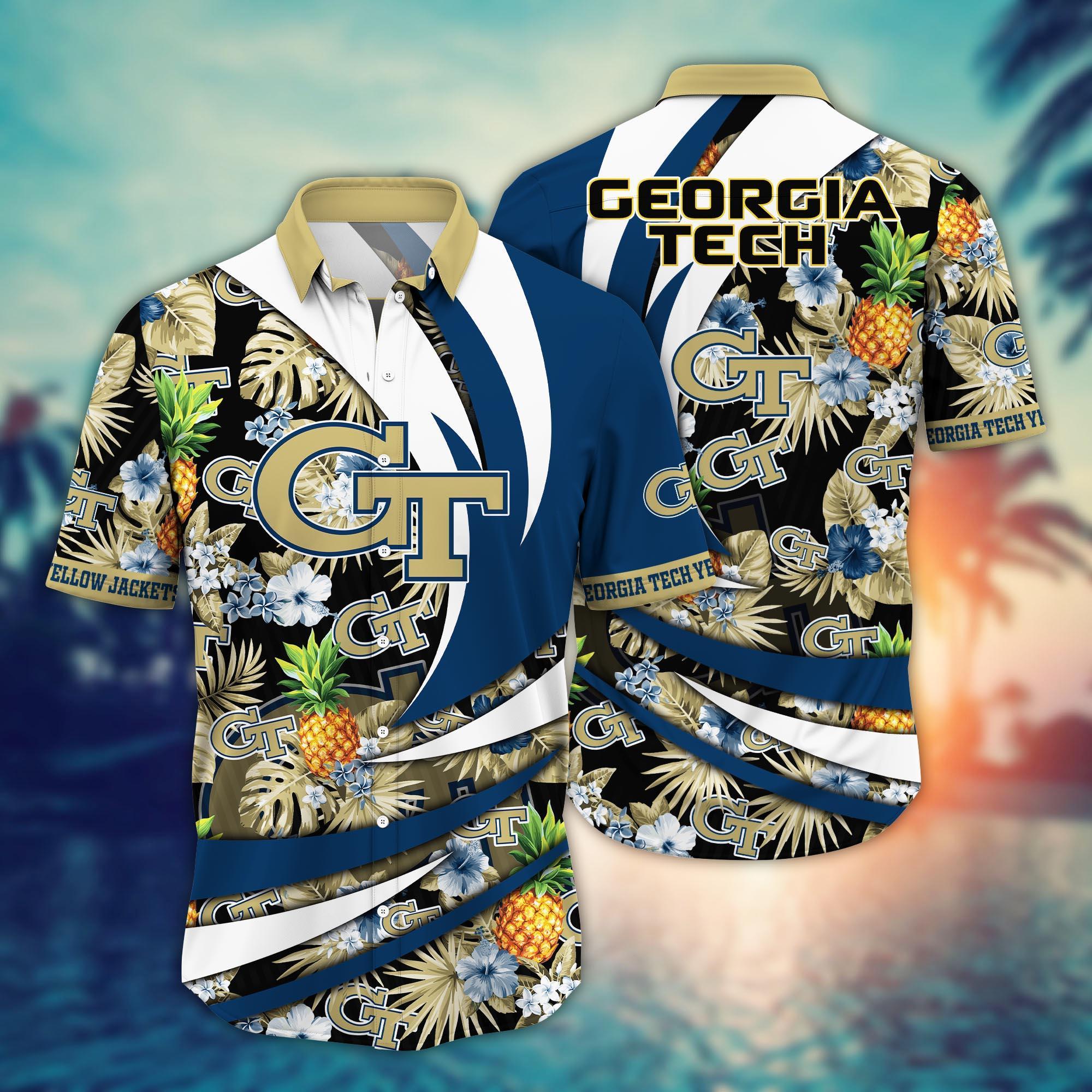 Georgia Tech Yellow Jackets NCAA Flower Hawaii Shirt For Fans Ver 16