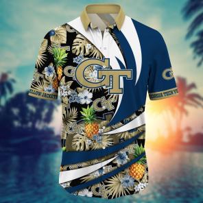 Georgia Tech Yellow Jackets NCAA Flower Hawaii Shirt For Fans Ver 16
