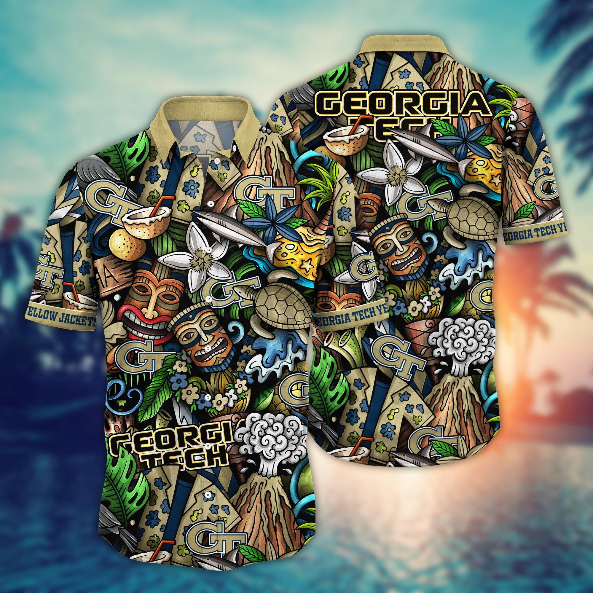 Georgia Tech Yellow Jackets NCAA Flower Hawaii Shirt For Fans Ver 17