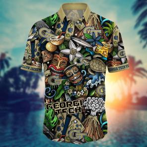 Georgia Tech Yellow Jackets NCAA Flower Hawaii Shirt For Fans Ver 17