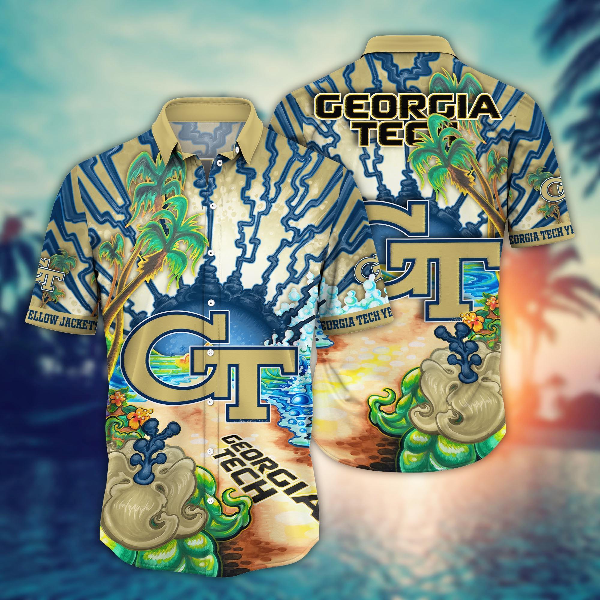 Georgia Tech Yellow Jackets NCAA Flower Hawaii Shirt For Fans Ver 19