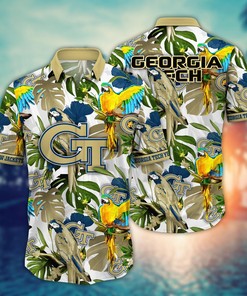 Georgia Tech Yellow Jackets NCAA Flower Hawaii Shirt For Fans Ver 2
