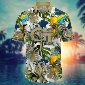 Georgia Tech Yellow Jackets NCAA Flower Hawaii Shirt For Fans Ver 2