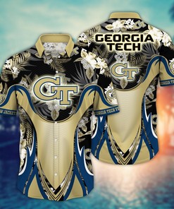 Georgia Tech Yellow Jackets NCAA Flower Hawaii Shirt For Fans Ver 22