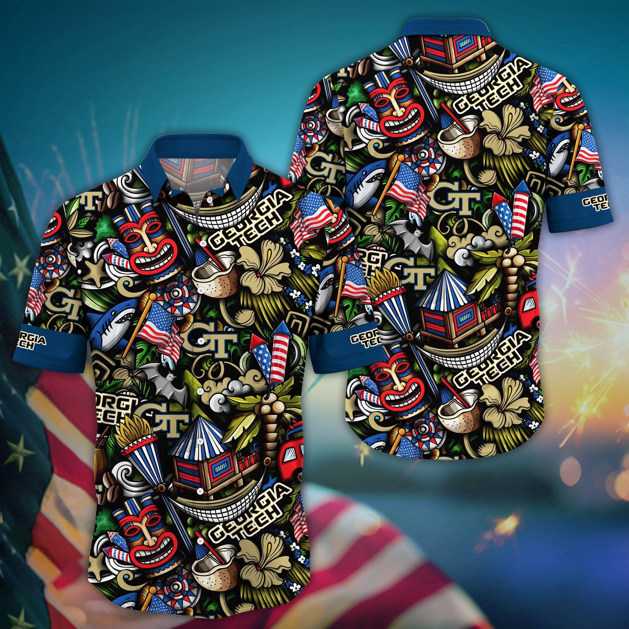 Georgia Tech Yellow Jackets NCAA Flower Hawaii Shirt For Fans Ver 25