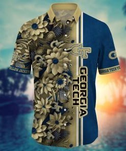 Georgia Tech Yellow Jackets NCAA Flower Hawaii Shirt For Fans Ver 3