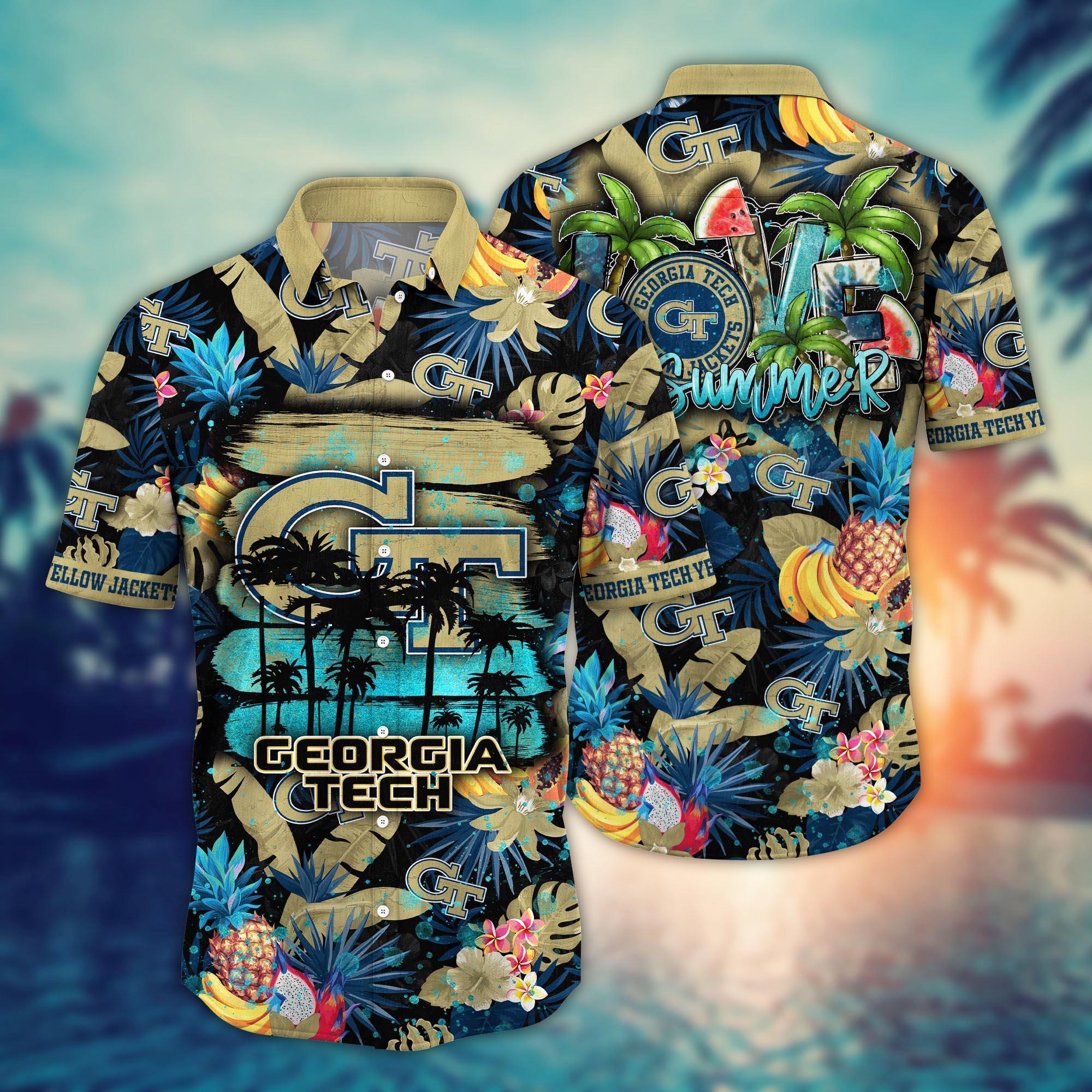 Georgia Tech Yellow Jackets NCAA Flower Hawaii Shirt For Fans Ver 33