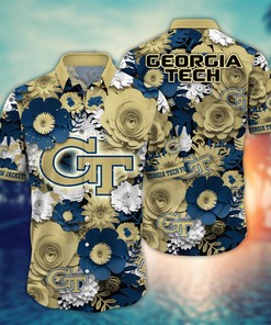 Georgia Tech Yellow Jackets NCAA Flower Hawaii Shirt For Fans Ver 35