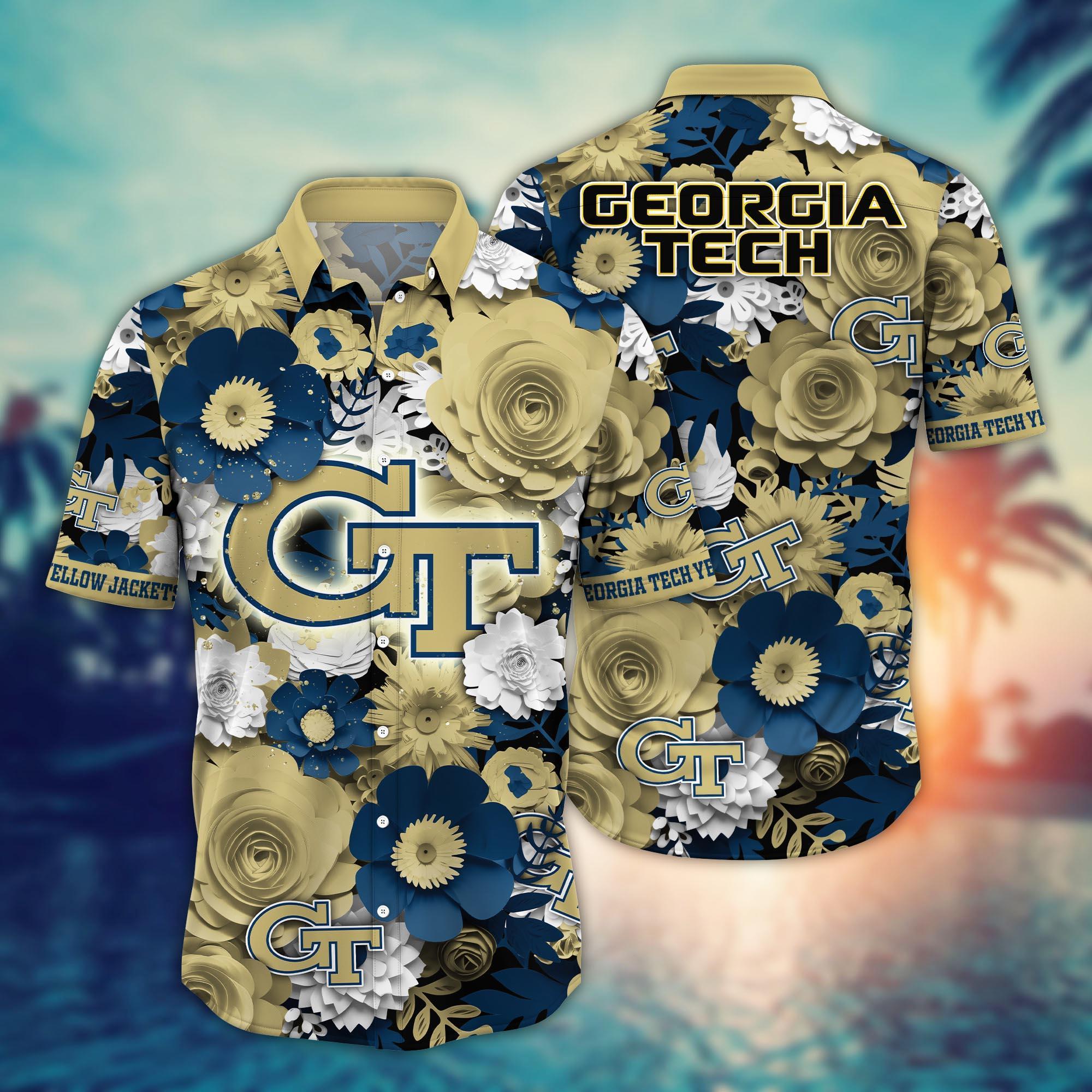 Georgia Tech Yellow Jackets NCAA Flower Hawaii Shirt For Fans Ver 35