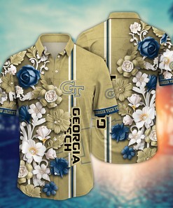 Georgia Tech Yellow Jackets NCAA Flower Hawaii Shirt For Fans Ver 36