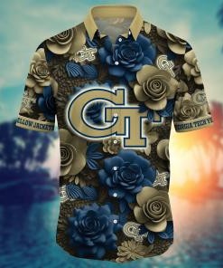 Georgia Tech Yellow Jackets NCAA Flower Hawaii Shirt For Fans Ver 4