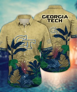 Georgia Tech Yellow Jackets NCAA Flower Hawaii Shirt For Fans Ver 5