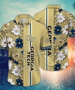 Georgia Tech Yellow Jackets NCAA Flower Hawaii Shirt For Fans Ver 6