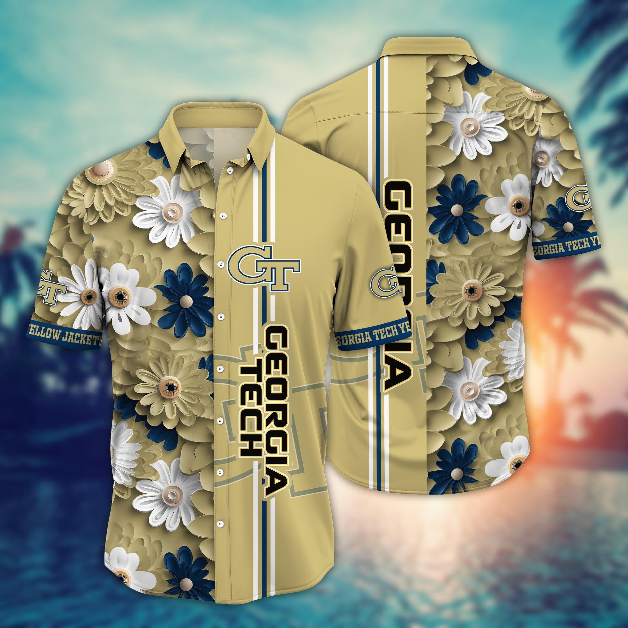 Georgia Tech Yellow Jackets NCAA Flower Hawaii Shirt For Fans Ver 6