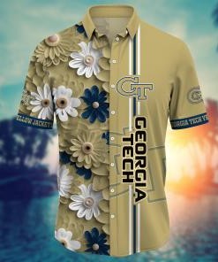 Georgia Tech Yellow Jackets NCAA Flower Hawaii Shirt For Fans Ver 6