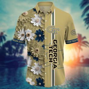 Georgia Tech Yellow Jackets NCAA Flower Hawaii Shirt For Fans Ver 6