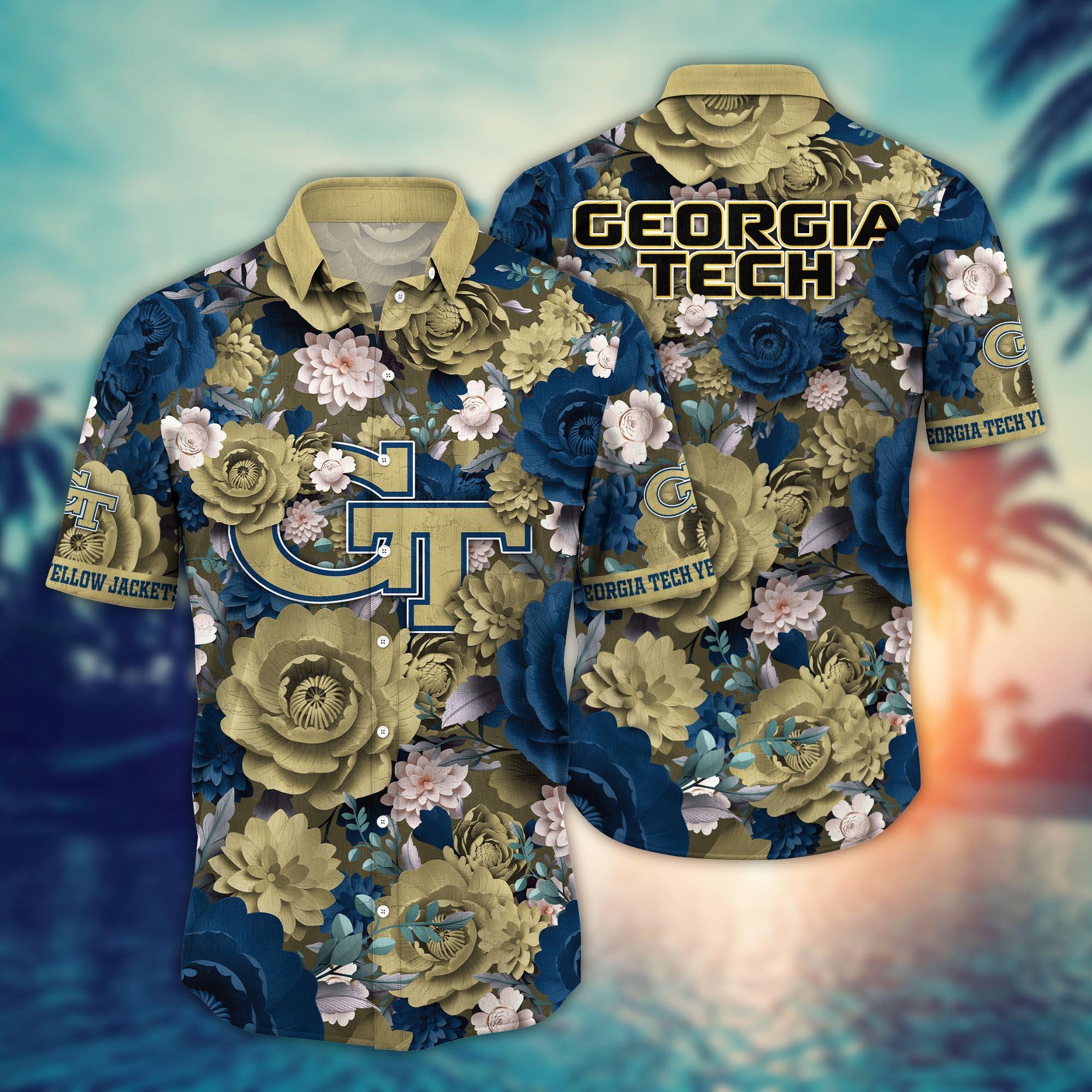 Georgia Tech Yellow Jackets NCAA Flower Hawaii Shirt For Fans Ver 7