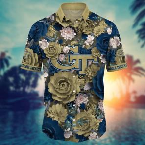 Georgia Tech Yellow Jackets NCAA Flower Hawaii Shirt For Fans Ver 7