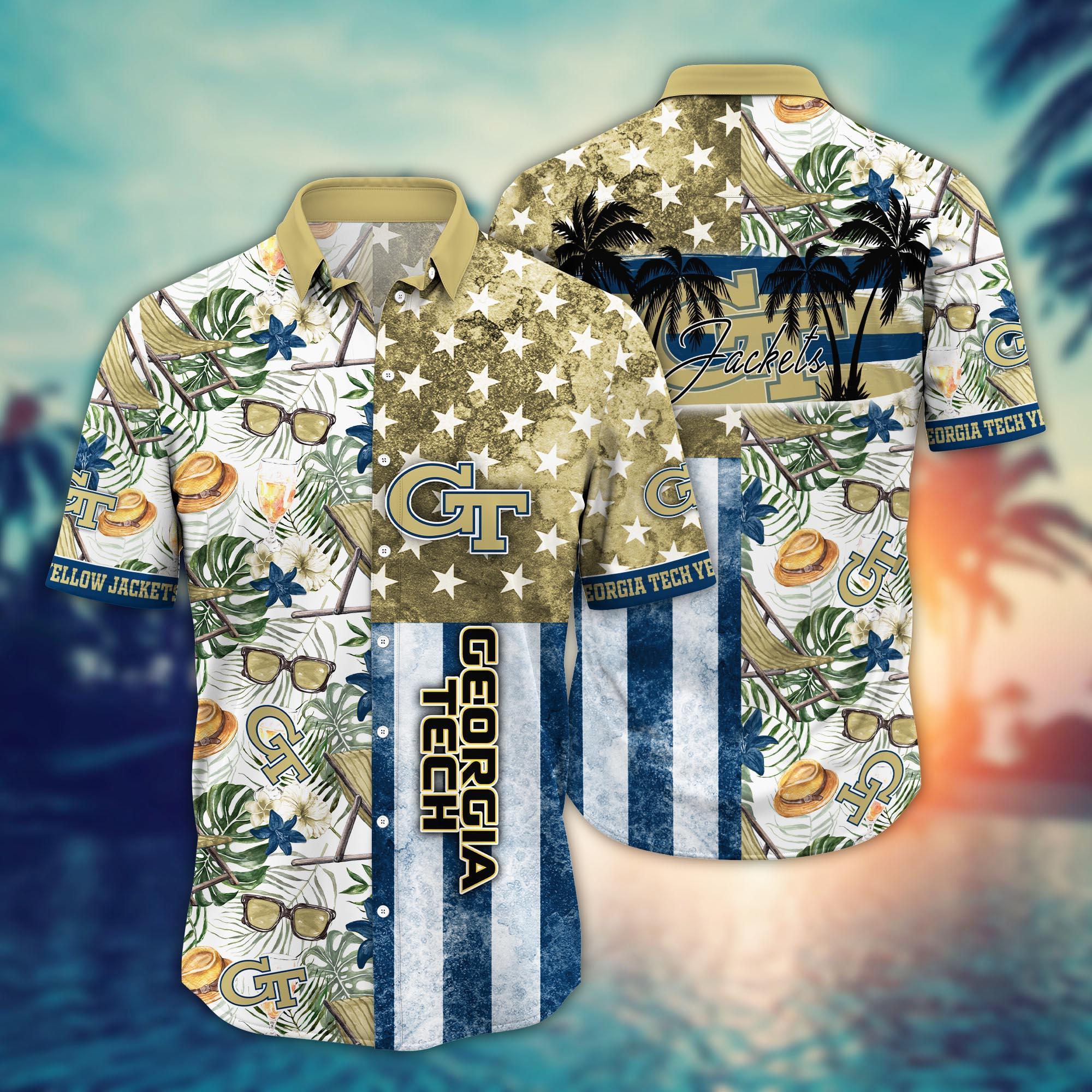 Georgia Tech Yellow Jackets NCAA Flower Hawaii Shirt For Fans Ver 8