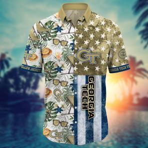 Georgia Tech Yellow Jackets NCAA Flower Hawaii Shirt For Fans Ver 8