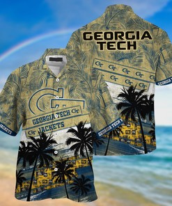 Georgia Tech Yellow Jackets NCAA Palm Tree Pattern Hawaii Shirt For Sports Fans